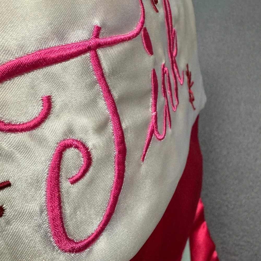 Disney Tinkerbell Christmas Stocking Glitter Pink White Embroidered 2009 19in‎